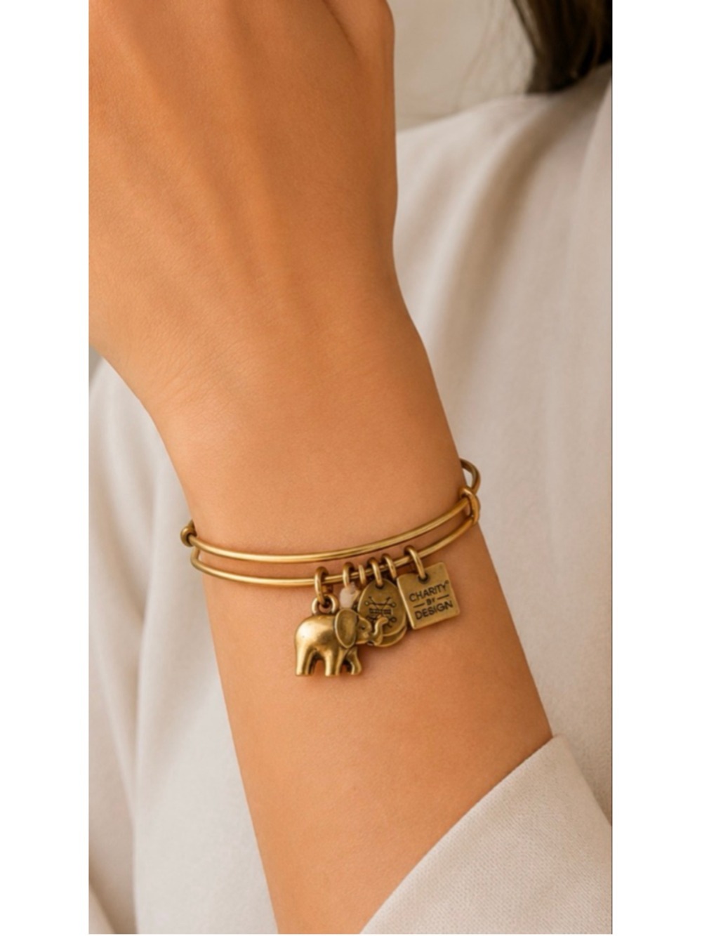 Alex and Ani Elephant Charm Bracelet One Size New Gold/Bronze